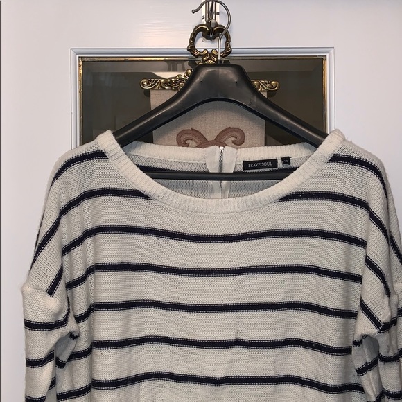 ASOS Brave Soul zip back striped sweater - Picture 2 of 4